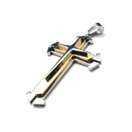 Men's Pure Titanium Star Pendant Cross Necklace Chain