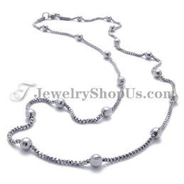 Elegant Titanium Silver Beads WoMen's Necklace