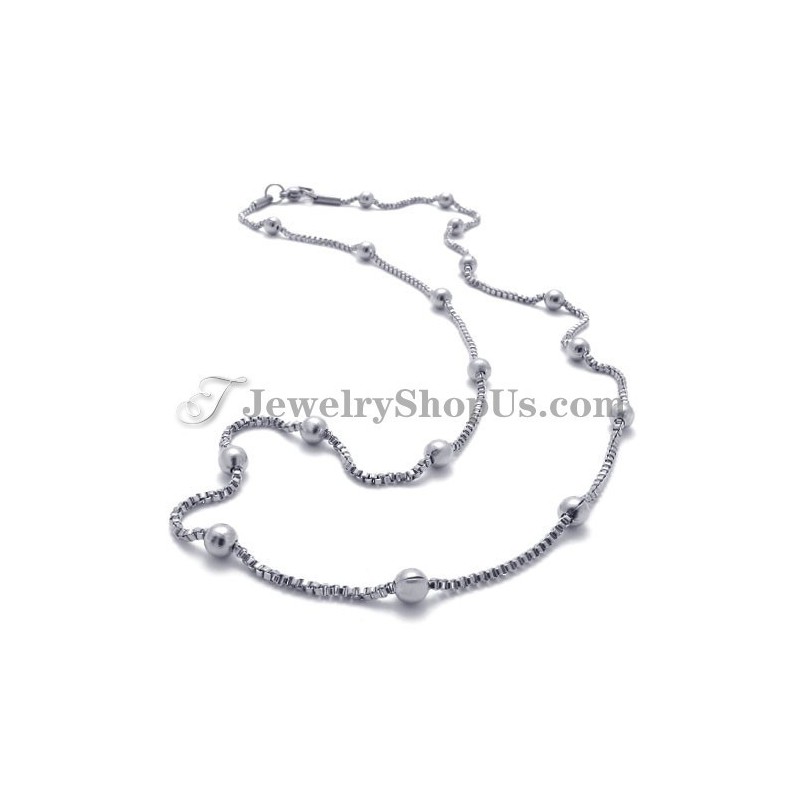 Elegant Titanium Silver Beads WoMen's Necklace Elegant Titanium Silver Beads WoMen's Necklace