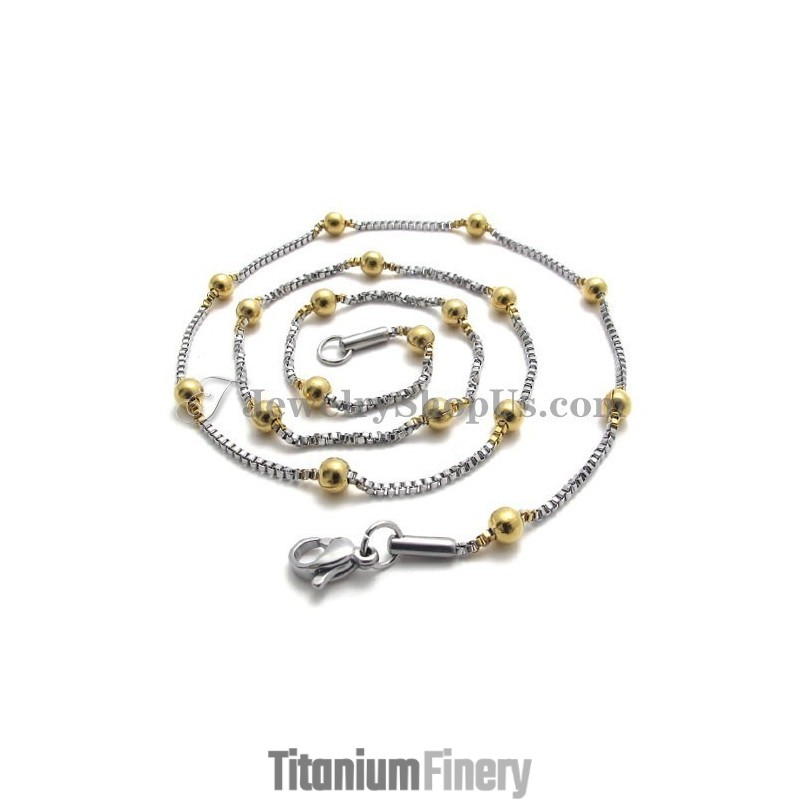 Elegant Titanium Gold Beads WoMen's Necklace Elegant Titanium Gold Beads WoMen's Necklace