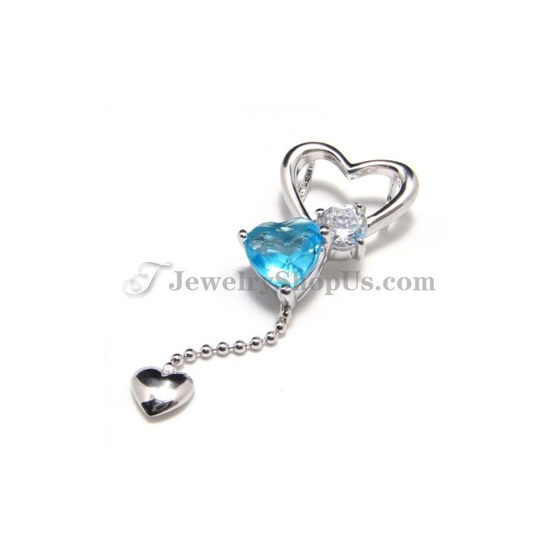 925 Silver Sweet Heart Pendant With Zircon (Electroplating Platinum) With Free Chain 925 Silver Sweet Heart Pendant With Zircon (Electroplating Platinum) With Free Chain