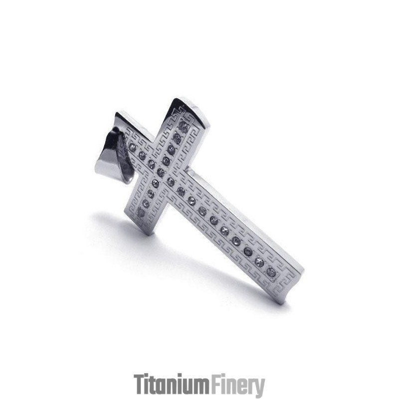 Men's Silver Pure Titanium Cross Pendant Necklace (New) Men's Silver Pure Titanium Cross Pendant Necklace (New)
