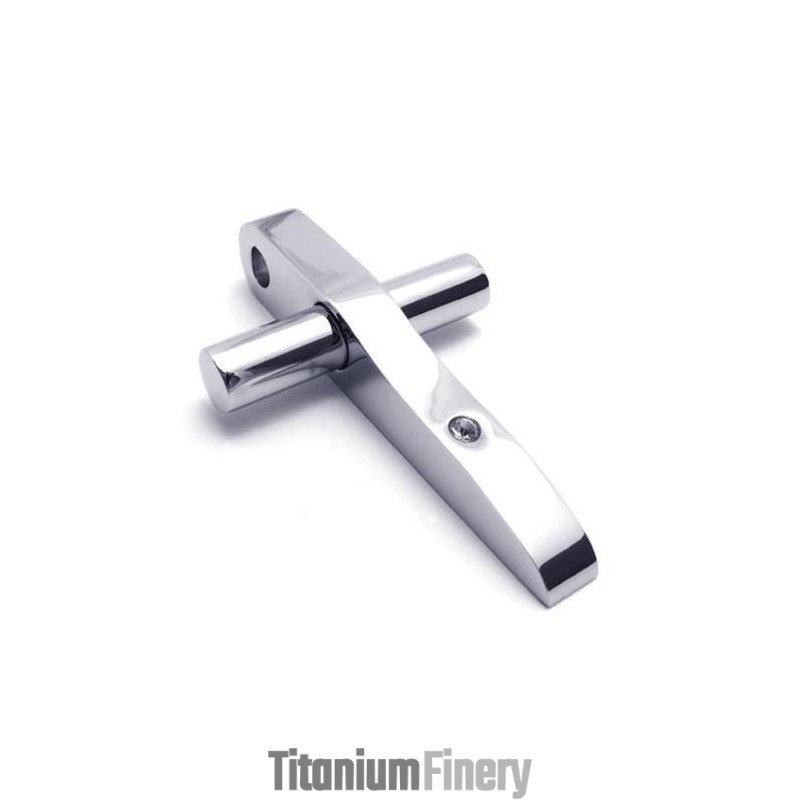 Mens Boys Silver Pure Titanium Necklace Cross Pendant Mens Boys Silver Pure Titanium Necklace Cross Pendant