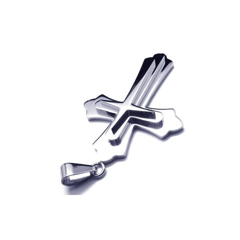 Mens Silver Pure Titanium Cross Necklace Pendant (New) Mens Silver Pure Titanium Cross Necklace Pendant (New)