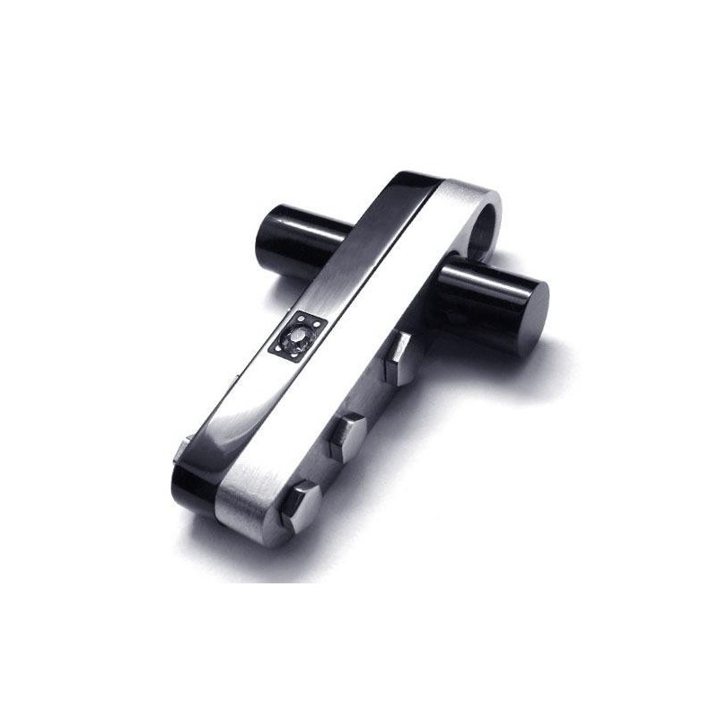 Men Black Silver Pure Titanium Cross Pendant Necklace Men Black Silver Pure Titanium Cross Pendant Necklace