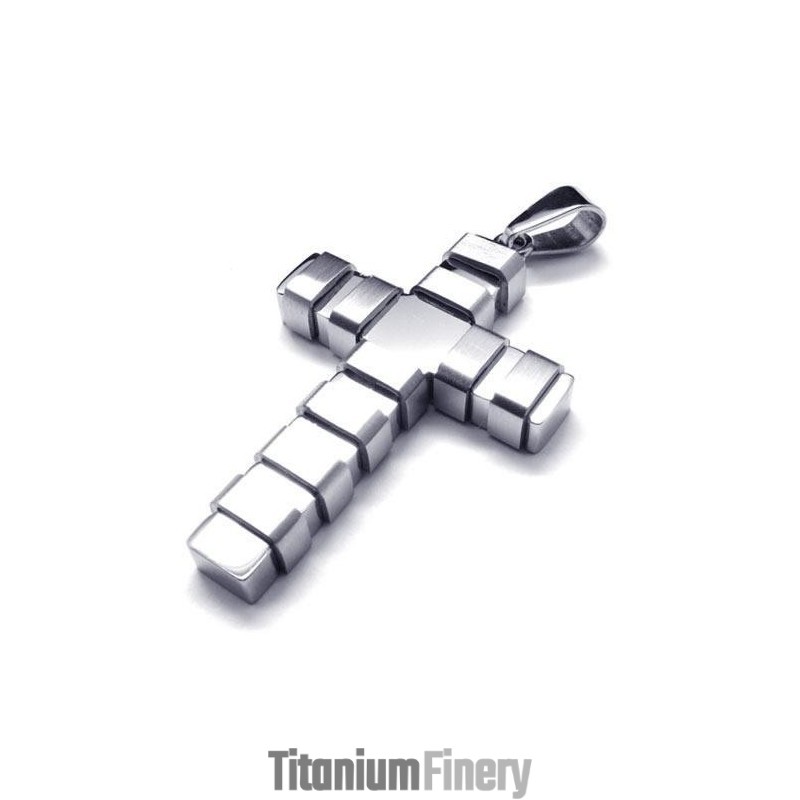 Men's Silver Pure Titanium Cross Pendant Necklace (New) Men's Silver Pure Titanium Cross Pendant Necklace (New)