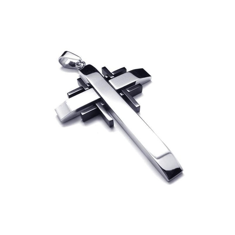 Men Black Silver Pure Titanium Cross Necklace Pendant Men Black Silver Pure Titanium Cross Necklace Pendant