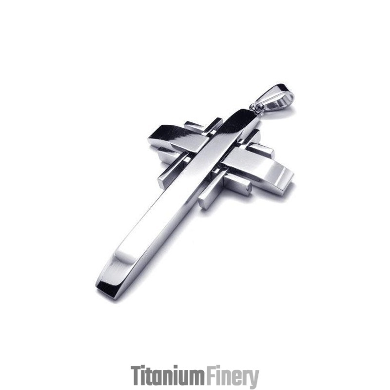 Mens Silver Pure Titanium Cross Pendant Necklace (New) Mens Silver Pure Titanium Cross Pendant Necklace (New)