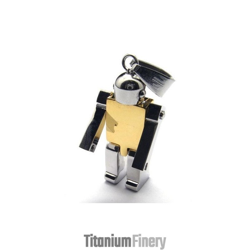 Men's Golden Pure Titanium Robot Pendant Necklace (New) Men's Golden Pure Titanium Robot Pendant Necklace (New)