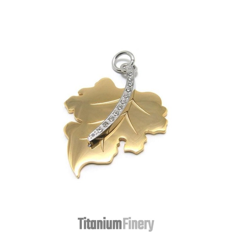 Mens Golden Pure Titanium Maple Leaf Pendant Necklace Mens Golden Pure Titanium Maple Leaf Pendant Necklace