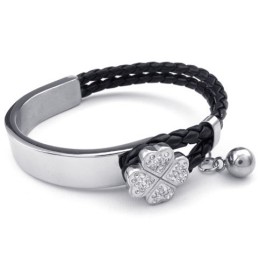 Skillful Manufacture Delicate Colors Excellent Quality Titanium Leather Bangle