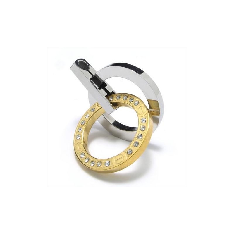 Golden & Silver Pure Titanium Rings Pendant Necklace