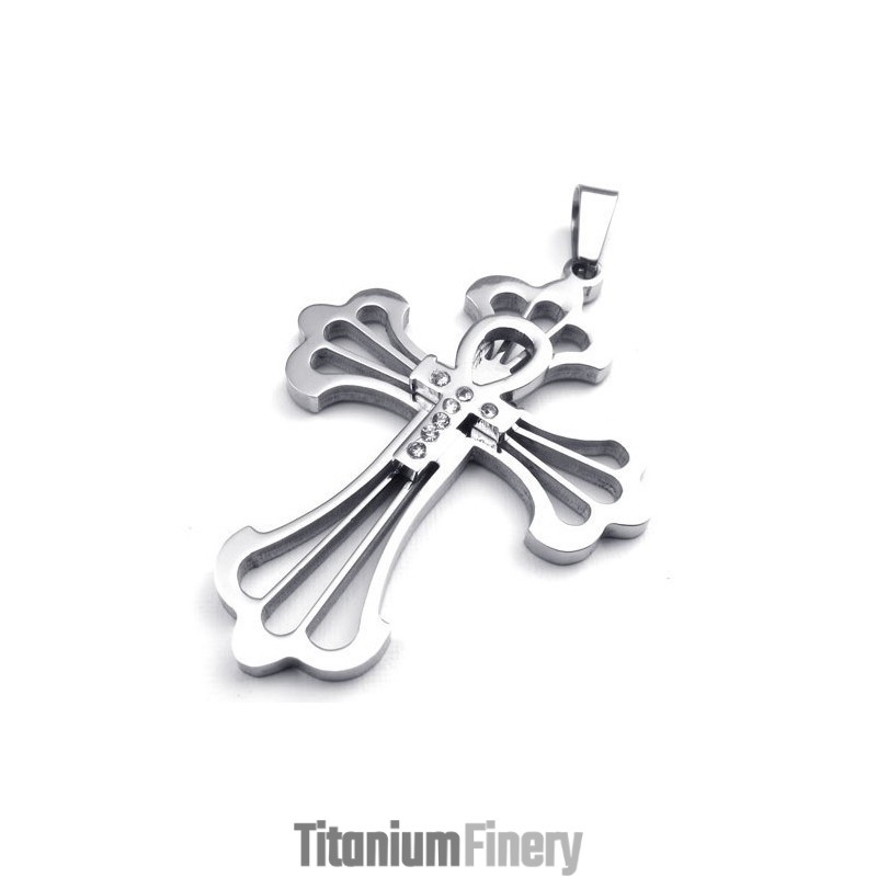 Finely Processed Color Brilliancy Superior Quality Titanium Cross Pendant