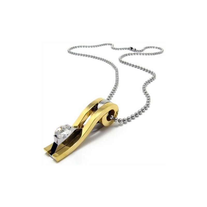 Men's Golden Pure Titanium Pendant Necklace Chain (New)