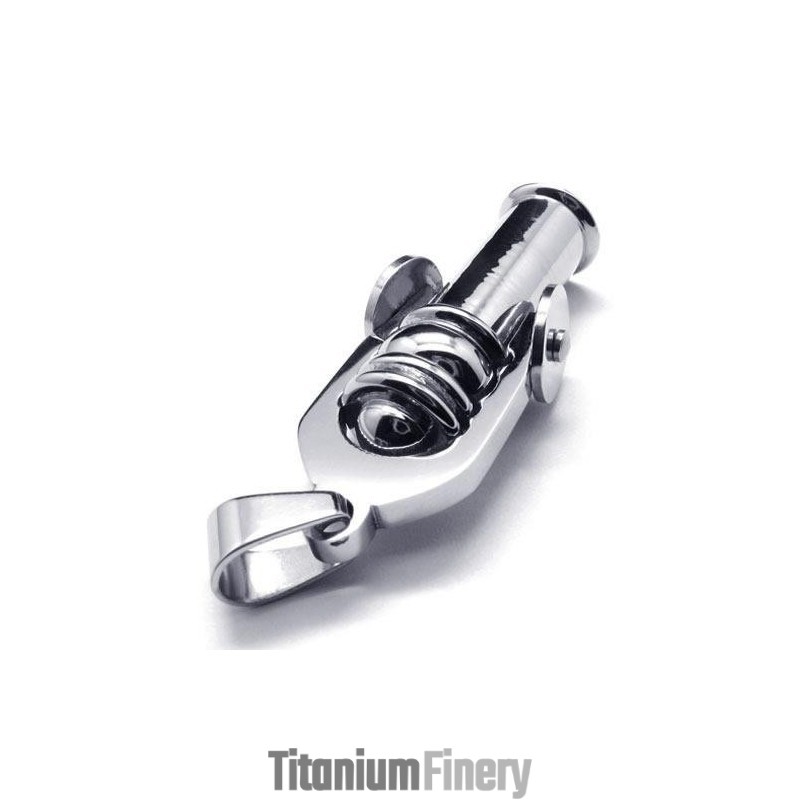 Mens Silver Pure Titanium Cannon Pendant Necklace (New) Mens Silver Pure Titanium Cannon Pendant Necklace (New)