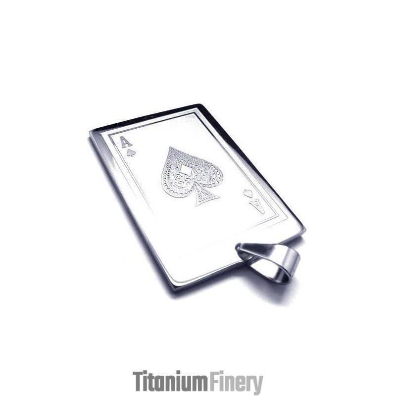 Mens Pure Titanium Playing Cards Pendant Necklace Mens Pure Titanium Playing Cards Pendant Necklace