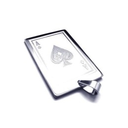 Mens Pure Titanium Playing Cards Pendant Necklace