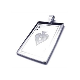 Mens Pure Titanium Playing Cards Pendant Necklace