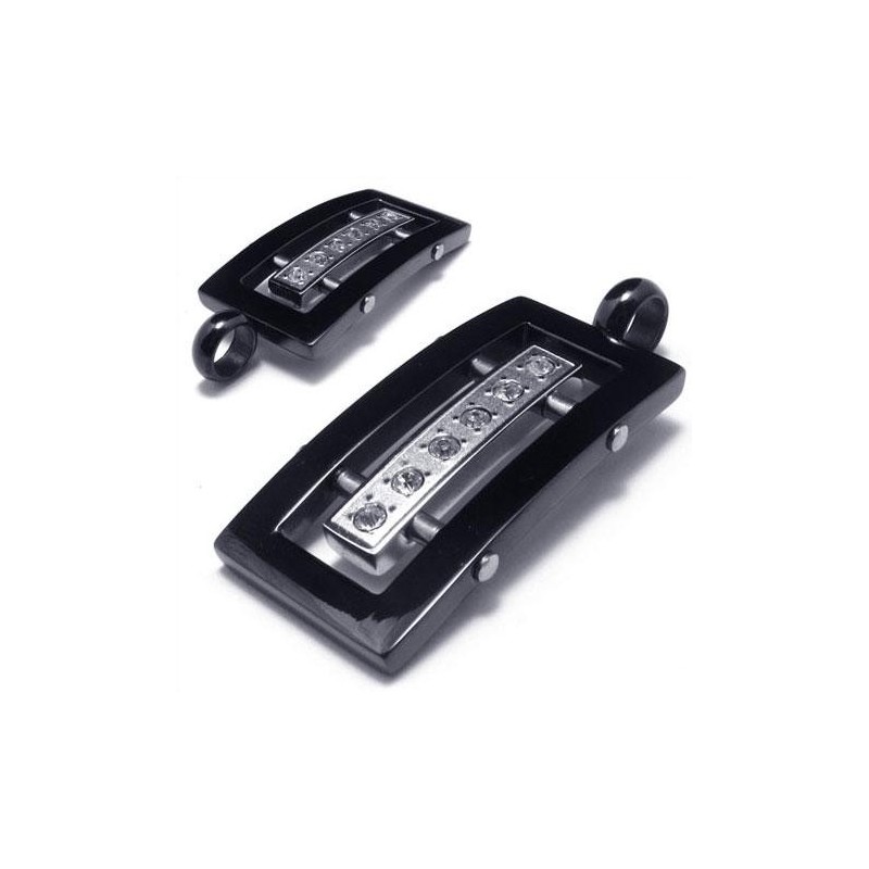 Men Silver Black Pure Titanium Pendant Necklace Chain