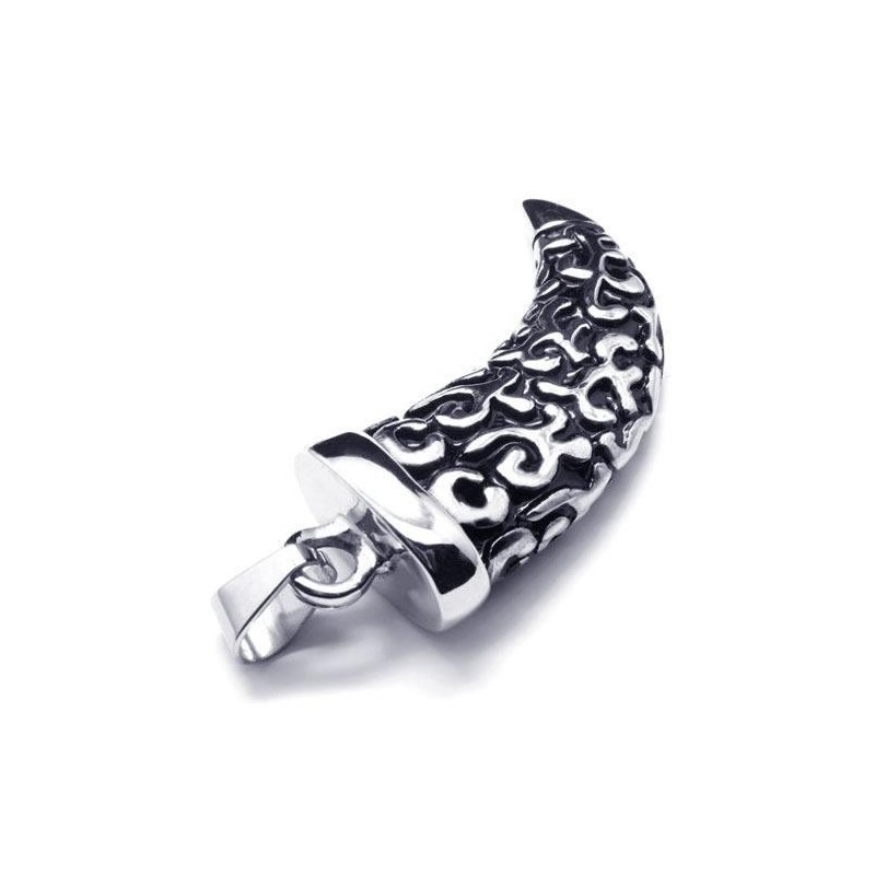 Men Black Silver Pure Titanium Spear Pendant Necklace