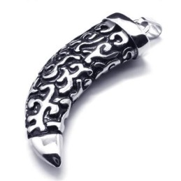 Men Black Silver Pure Titanium Spear Pendant Necklace