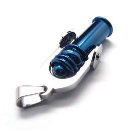 Mens Blue Pure Titanium Cannon Pendant Necklace 6466
