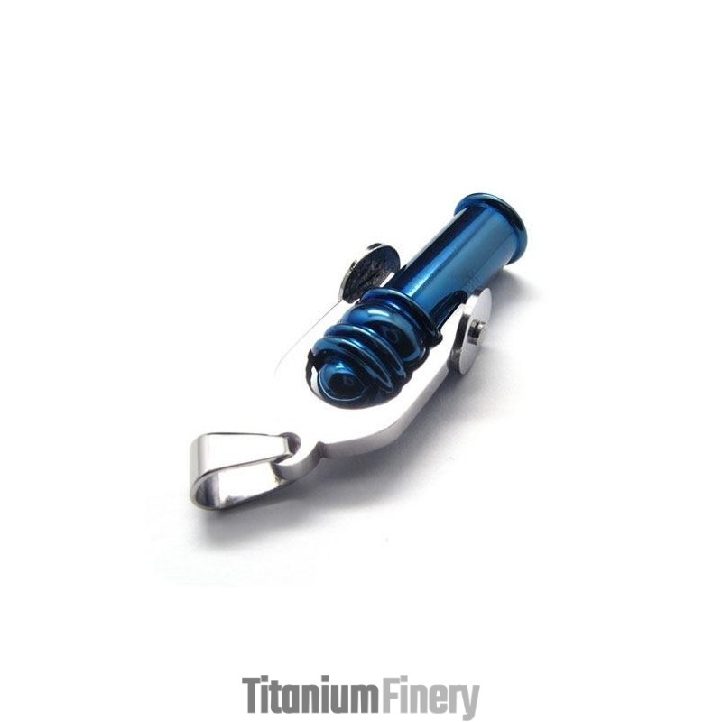 Mens Blue Pure Titanium Cannon Pendant Necklace 6466 Mens Blue Pure Titanium Cannon Pendant Necklace 6466