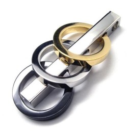Mens Pure Titanium Three Ring Pendant Necklace @